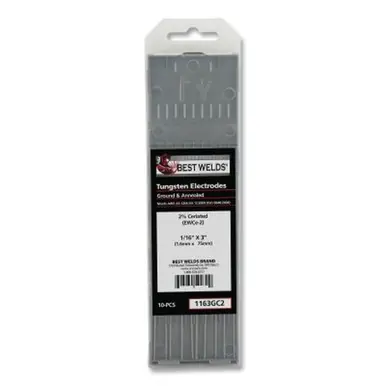 BEST WELDS 900-1163GC2 - 2% Ceriated Ground Tungsten Electrode, 1/16" x 3", 10ct