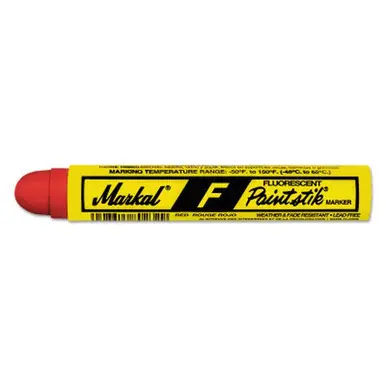 MARKAL 82832 Paintstik F Markers, 11/16 in dia, 4 3/4 in, Fluorescent Red (12pk)