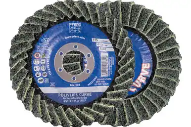 PFERD 45922 - Flap Disc, PVL-R, POLIVLIES CURVE, 4-1/2" x 7/8, Fine, Aluminum oxide (5pk)