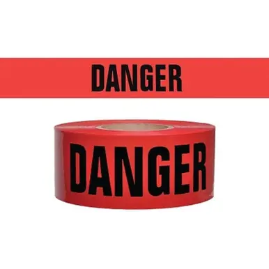 Presco SB3102R21 Barricade Tape, 3" x 1000‘, 2 mil, Red, "DANGER"