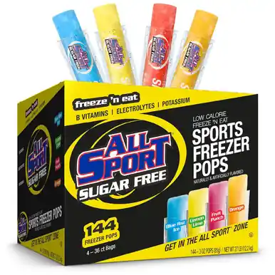 All Sport Sugar-Free - Freezer Bars, Giant Sized 3 oz Refreshing Ice Pops with Electrolytes, B