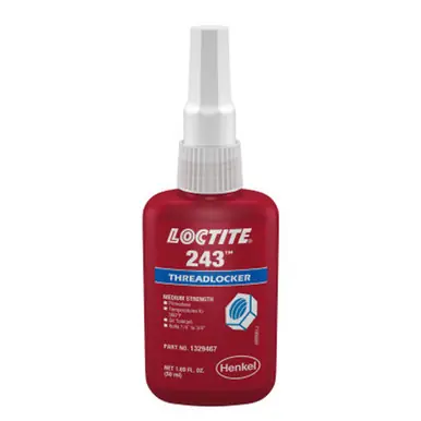 LOCTITE 1329505 243 Threadlockers, Medium Strength, 250ml, 3/4 in Thread, Blue