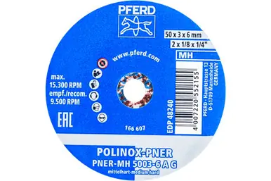 PFERD 48240 - POLINOX Unitized Wheel, 2" x 1/8 x 1/4, Coarse, Medium-Hard, 6AC, Aluminum oxide (10pk)