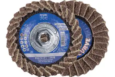 PFERD 45926 - Flap Disc, PVL-R, POLIVLIES CURVE, 4-1/2" x 5/8-11, Medium, Aluminum oxide (5pk)