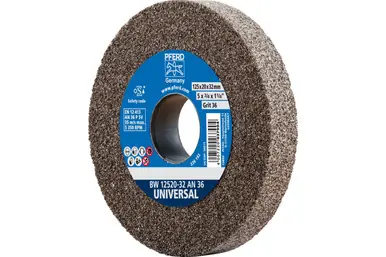 PFERD 61670 - Vitrified Bench Wheel, UNIVERSAL, 5" x 3/4 x 1-1/4, 36 Grit, Aluminum Oxide