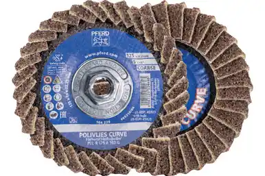 PFERD 45929 - Flap Disc, PVL-R, POLIVLIES CURVE, 5" x 5/8-11, Coarse, Aluminum oxide (5pk)