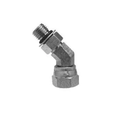 Midland Industries 6902NWO42 - 45° Swivel Adapter Elbow, 1/4" Male ORB x 1/8" FNPSM, Steel