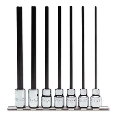 PROTO J49907XL 7 Piece Extra-Long Hex Bit Socket Set, 3/8"