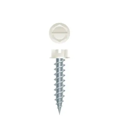 Strong-Point NW824 - 8 x 1-1/2" SLT Hex Head Painted White Needle Point Screw, Zinc 5000ct