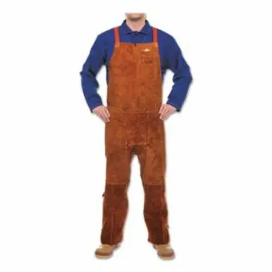 BEST WELDS 902-300-S - Leather Split Leg Bib Apron, 24" W x 36", Side Split Cowhide, Lava Brown
