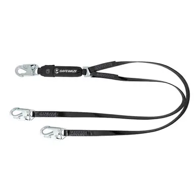 Safewaze 024-2140 - PRO-Shield 6′ Energy Absorbing Lanyard Dual Leg, Snap Hooks