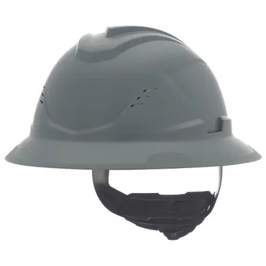 V-Gard C1 Hard Hat, Fas-Trac III 4 Point Ratchet, Vented, Gray