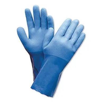 Honeywell 660-L PowerCoat PVC Coated Chemical Resistant Gloves, Blue/White, Rough, Large
