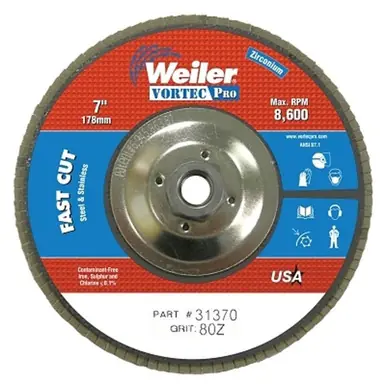 Weiler 31370 Flap Disc, 7", 80 Grit