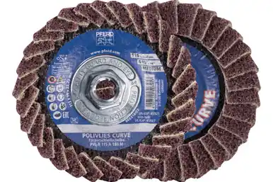 PFERD 45927 - Flap Disc, PVL-R, POLIVLIES CURVE, 4-1/2" x 5/8-11, Coarse, Aluminum oxide (5pk)