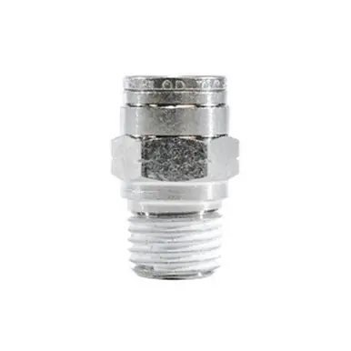 Midland Industries 20635NIC - Connector w/ Nickel Collet, 8mm Push to Connect x 3/8" MPT, Brass,