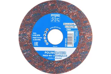 PFERD 48243 - POLINOX Unitized Wheel, 5" x 1/4 x 1, Coarse, Medium-Hard, 6AC, Aluminum oxide (5pk)