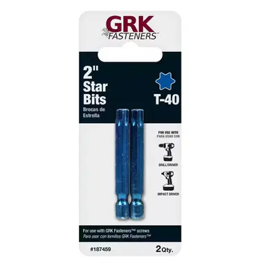 GRK 187459 - Star Drive Bit - T-40, 2" - Blue - Carded 2pk