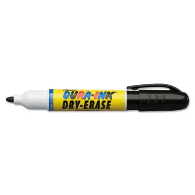 MARKAL 96571 Dura-Ink Dry Erase Markers, Black, 1/8 in, Felt