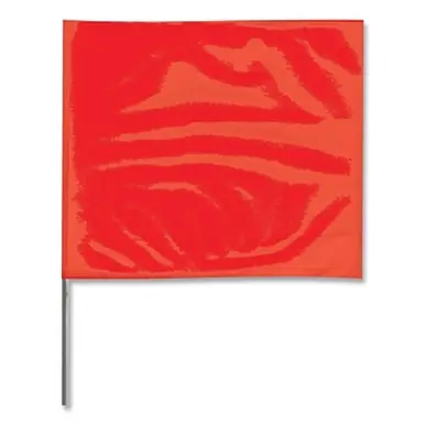 Presco 4521R Stake Flag, 4" x 5", 21" Height, Red (100pk)