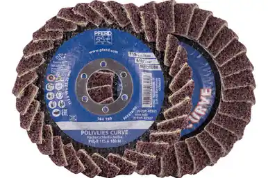 PFERD 45921 - Flap Disc, PVL-R, POLIVLIES CURVE, 4-1/2" x 7/8, Medium, Aluminum oxide (5pk)