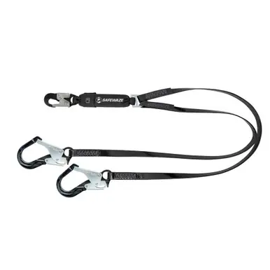 Safewaze 024-2143 - PRO-Shield 6′ Energy Absorbing Lanyard Dual Leg, Alu Rebar Hooks