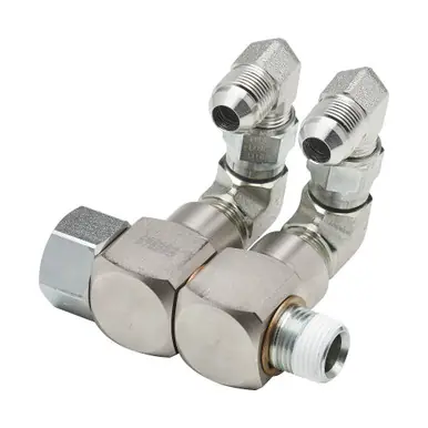 Reelcraft S602550-1 - Twin 3/4" JIC(M) x Twin 1/2" NPT (F/M) Carbon Steel Swivel, Buna Seals 3000