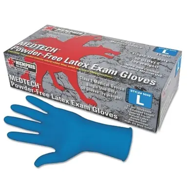 MCR Safety 5049M SensaTouch Disposable Latex Gloves, Medium, 11 mil, Blue