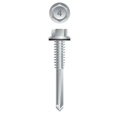Strong-Point 4HA5 - 12-24 x 1-1/4" Hex Head w/ Washer Screw, 410SS 3000ct