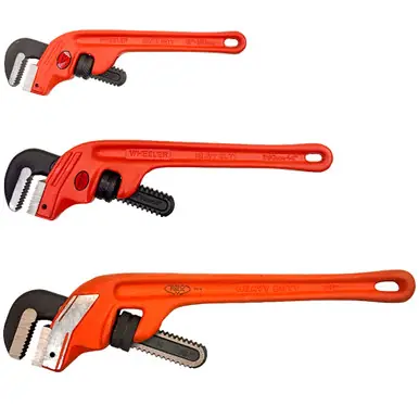 WHEELER-REX Heavy-Duty Cast Iron End Pipe Wrench Kit 10", 14", 18"