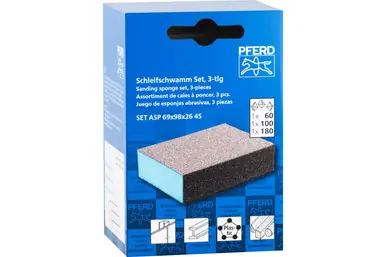 PFERD 46403 - Sanding sponge Set with 4 abrasive sides, 2-3/4" x 4, 60, 80, 180 Grit, Aluminum