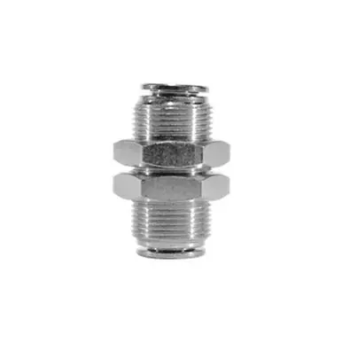 Midland Industries 20123NIC - Bulkhead Union w/ Nickel Collet, 5/16" Push to Connect x 5/16" Push to