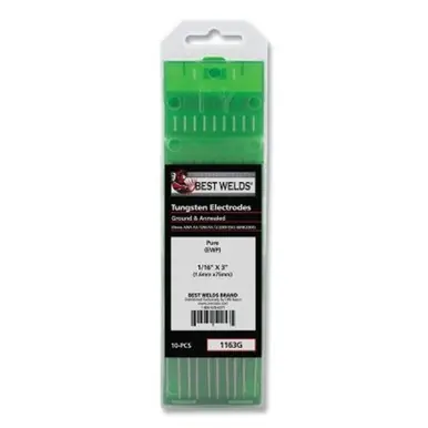 BEST WELDS 900-1163G - Pure Ground Tungsten Electrode, 1/16" x 3", 10ct