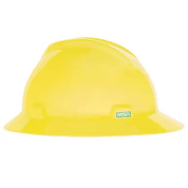 MSA 10061515 V-Gard Protective Hat, Fas-Trac Ratchet, Hi-Viz Yellow-Green