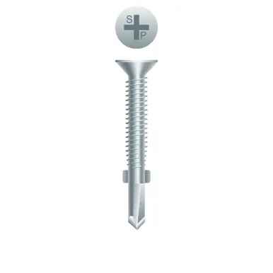Strong-Point R314 - 1/4-20 x 3-1/4" Flat Head Reamer Self-Drilling Screw, Zinc 1000ct