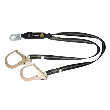 Safewaze 023-2098 - Arc Flash 6‘ Energy Absorbing Lanyard 12’FF, Aramid, Dual Leg, Tower Rebar Hook