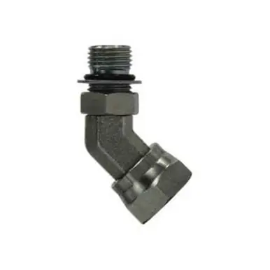 Midland Industries 6902NWO44 - 45° Swivel Adapter Elbow, 1/4" Male ORB x 1/4" FNPSM, Steel