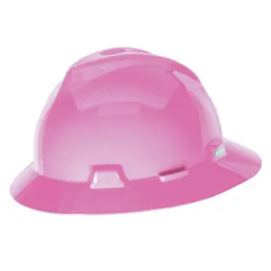 MSA 10156373 V-Gard Protective Full Brim Hat, Fas-Trac III, 6 1/2 - 8, Hot Pink