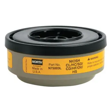 Honeywell N75003L Acid Gas Cartridge for N Series, Cartridge/Filter, Yellow