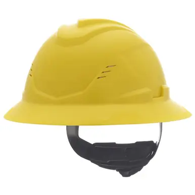 V-Gard C1 Hard Hat, Fas-Trac III 4 Point Ratchet, Vented, Yellow