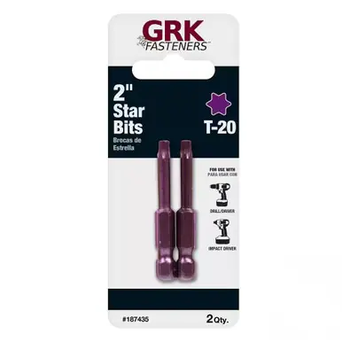 GRK 187435 - Star Drive Bit - T-20, 2" - Purple - Carded 2pk