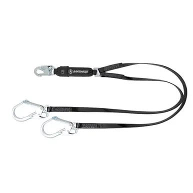 Safewaze 024-2142 - PRO-Shield 6′ Energy Absorbing Lanyard Dual Leg, Rebar Hooks