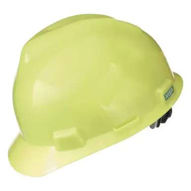 MSA 10061512 V-Gard Protective Cap, Fas-Trac Ratchet, Cap, Hi-Viz Yellow Green