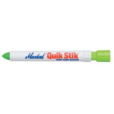 MARKAL 61042 Quik Stik Markers, 11/16 in dia, 6 in, Fluorescent Green