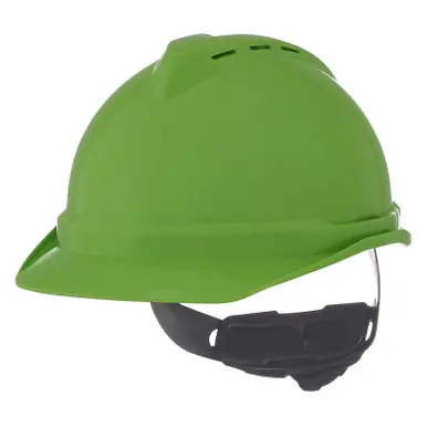MSA 10035212 V-Gard 500 Protective Cap, 4 Point Fas-Trac, Hi-Viz Lime Green