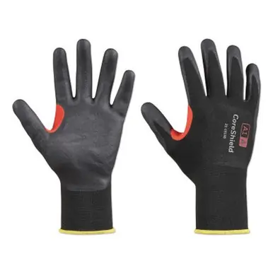 Honeywell 21-1515B/10XL CoreShield A1/A Coated Cut Resistant Glove, 10/XL, MF, 15G, Black