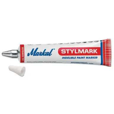 MARKAL 96652 Stylmark Tube Markers, White, 1/8 in, Metal Ball Point; Medium