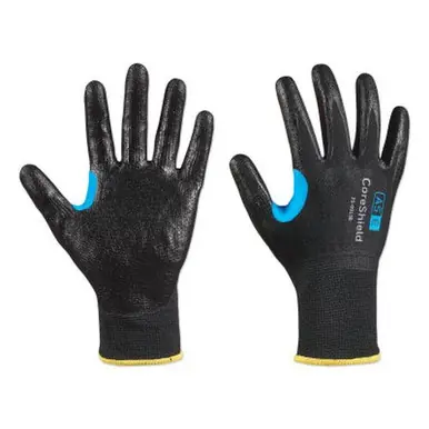 Honeywell 25-0913B/10XL CoreShield A5/E Coated Cut Resistant Glove, 10/XL, Nitrile, 13G, Black