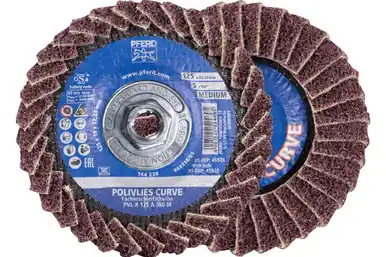 PFERD 45930 - Flap Disc, PVL-R, POLIVLIES CURVE, 5" x 5/8-11, Medium, Aluminum oxide (5pk)