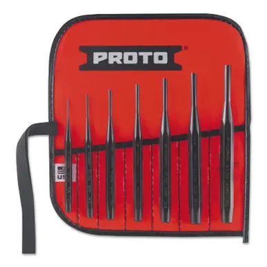 PROTO J48007 7 Pc. Super-Duty Drive Pin Punch Set, Flat, English, Kit Pouch